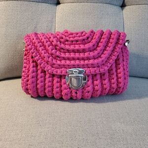 Pink Knit Women's Bag